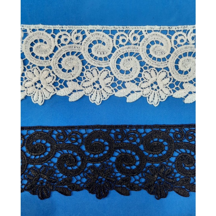 Bordir Kain Renda Bordir Giper - (G-11873) Bunga Besar - (Lebar +/- 6 Cm)