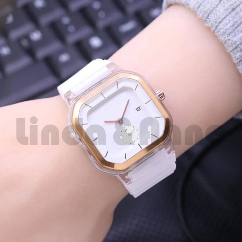 Jam Tangan Wanita Hush Puppies Analog Tali Rubber Casual Fashin Dial Kotak Korean Import