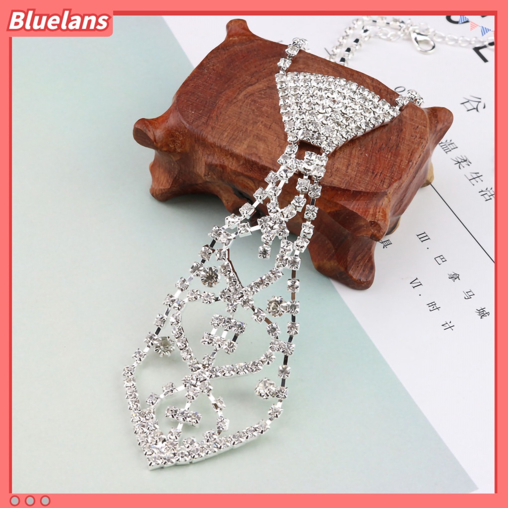 Bluelans Unisex Necklace Necktie Shape Rhinestone Inlaid Fashion Tie Hollow Out Chain Necklace Jewelry