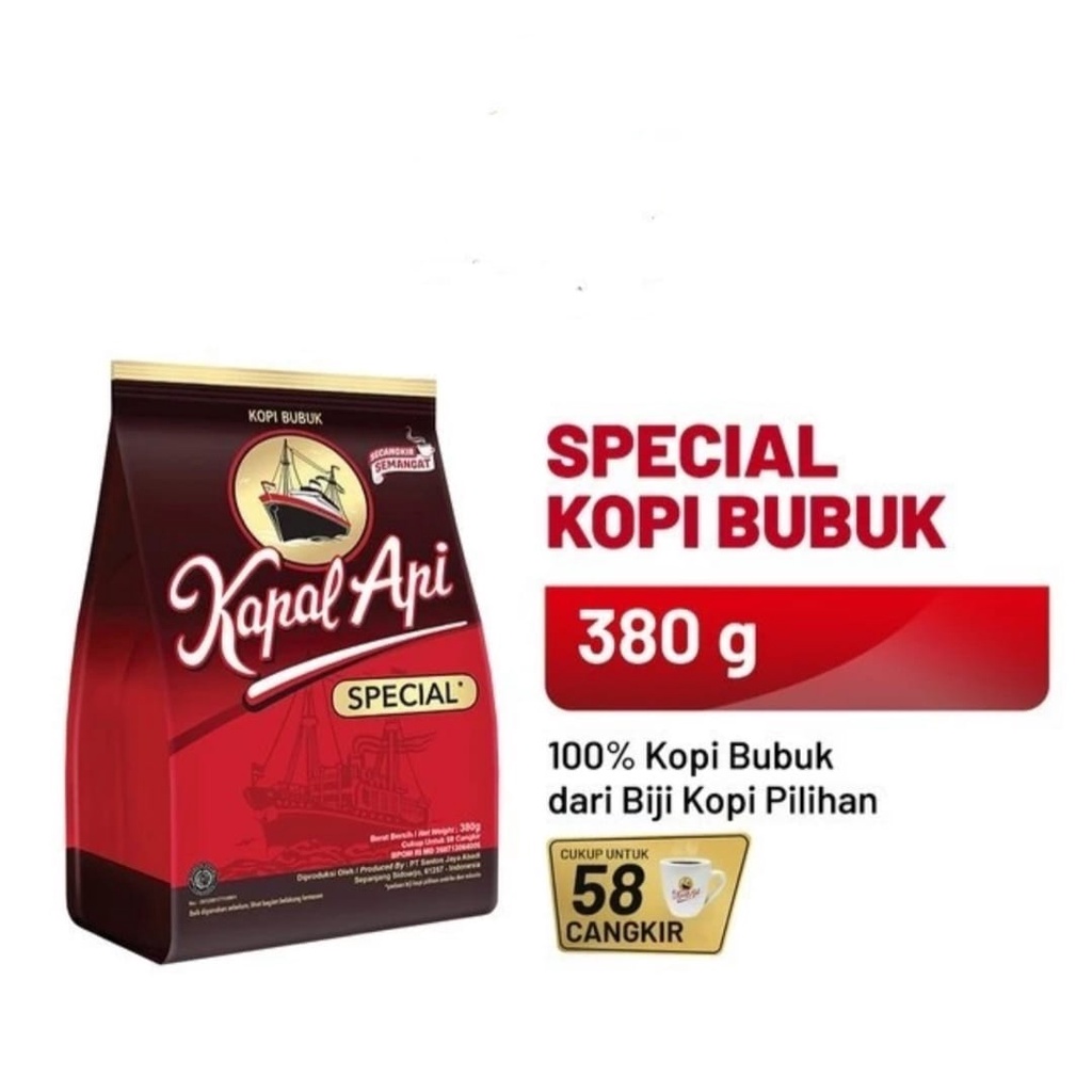 

Kopi Bubuk Kapal Api Special 380 Gram - Kapal Api Kopi Bubuk Hitam 380 Gr