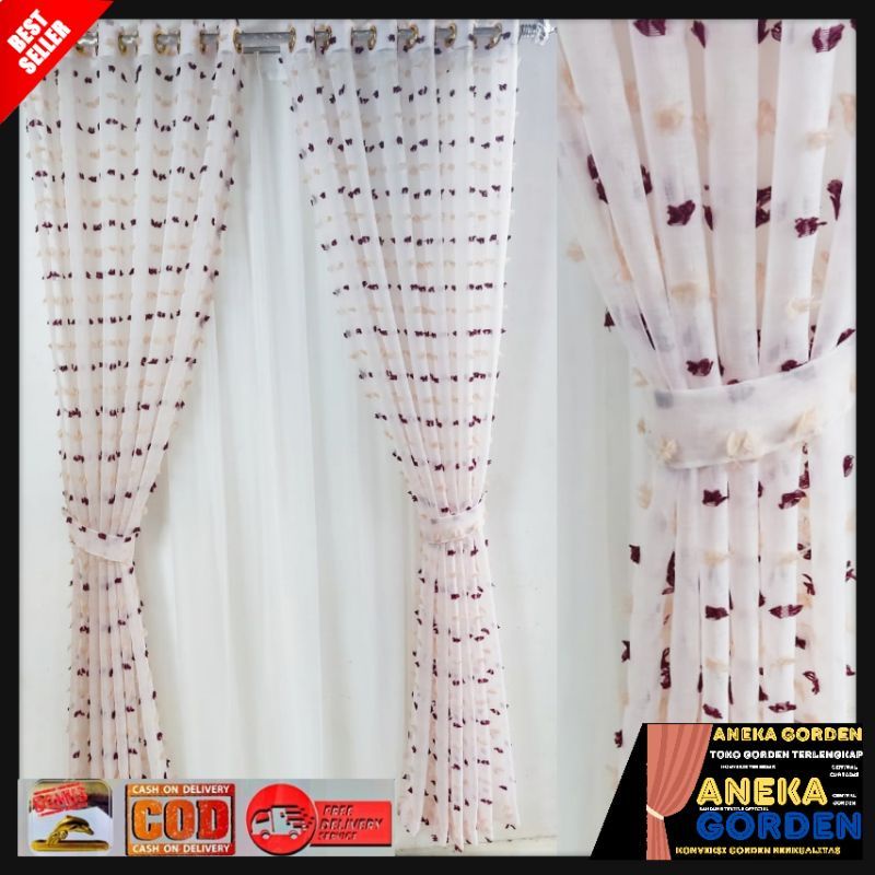 Gorden Jendela Minimalis Vitrase Ruby Gorden Minimalis Model Smokring Ukuran L140×T200cm