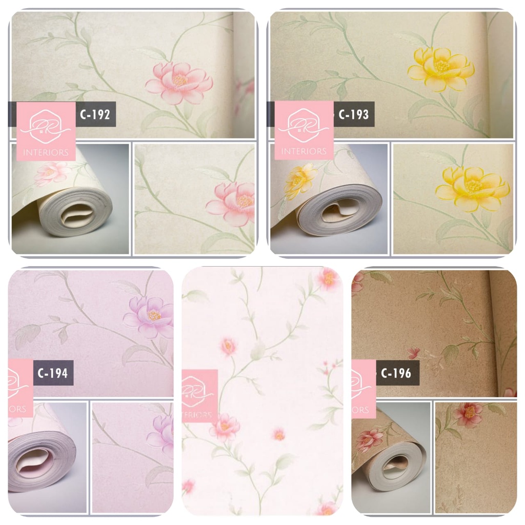 WALLPAPER DINDING VINYL BUNGA MAWAR FLOWER