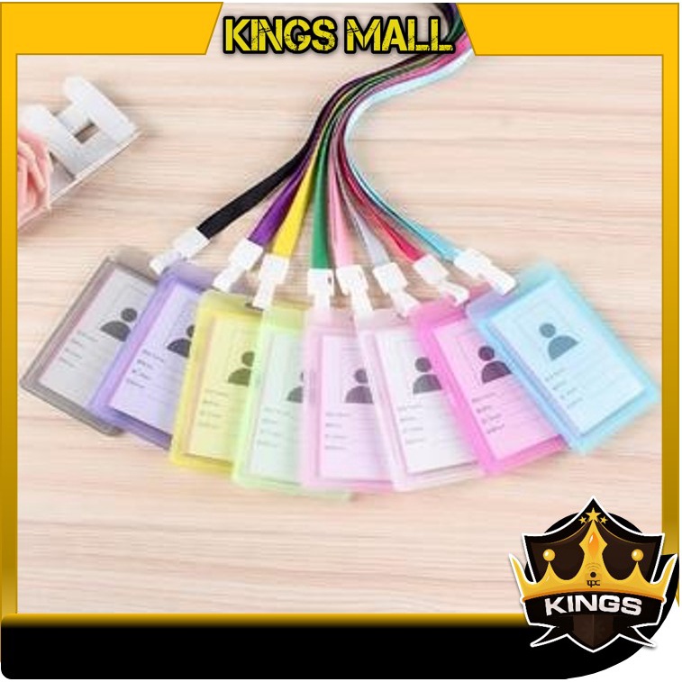 

KINGS - 5551 Gantungan Kartu Nama Plastik / Name Tag ID Card Transparant / Lanyard Potrait Motif Polos Warna Warni