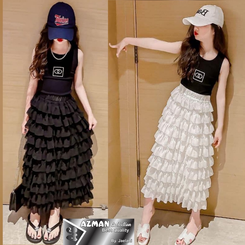 Rok tutu Milanna layered tulle long skiet imprt/bawahan anak perempuan peminin/rok tutu anak panjang