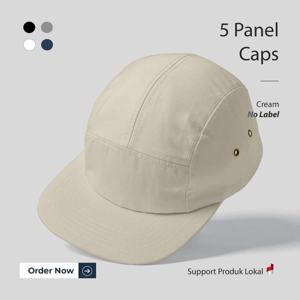 TOPI 5 PANEL ORGINAL WARNA CREAM UKURAN ALL SIZE PREMIUM
