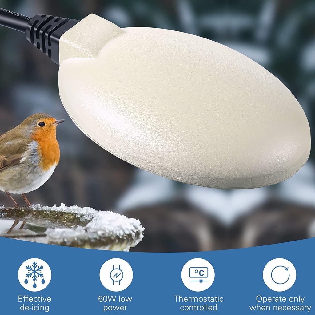 Solighter Bird Bath De-icer Pemanas Halaman Teras Aluminium Base Birdbath Deicer