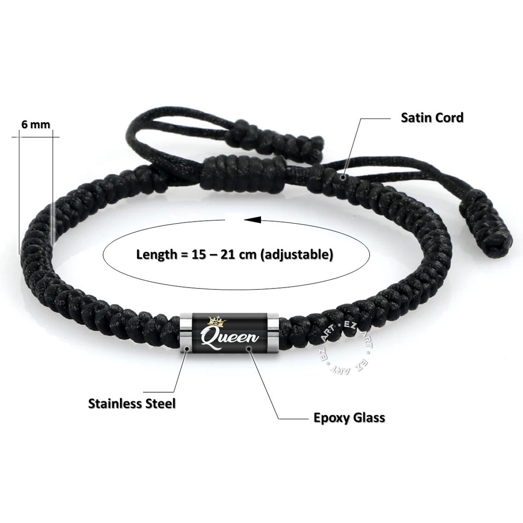 GELANG TALI SATIN TABUNG CUSTOM KEPANG HANDMADE FREE REQUEST NAMA GAMBAR HURUF FOTO UNTUK WANITA PRIA