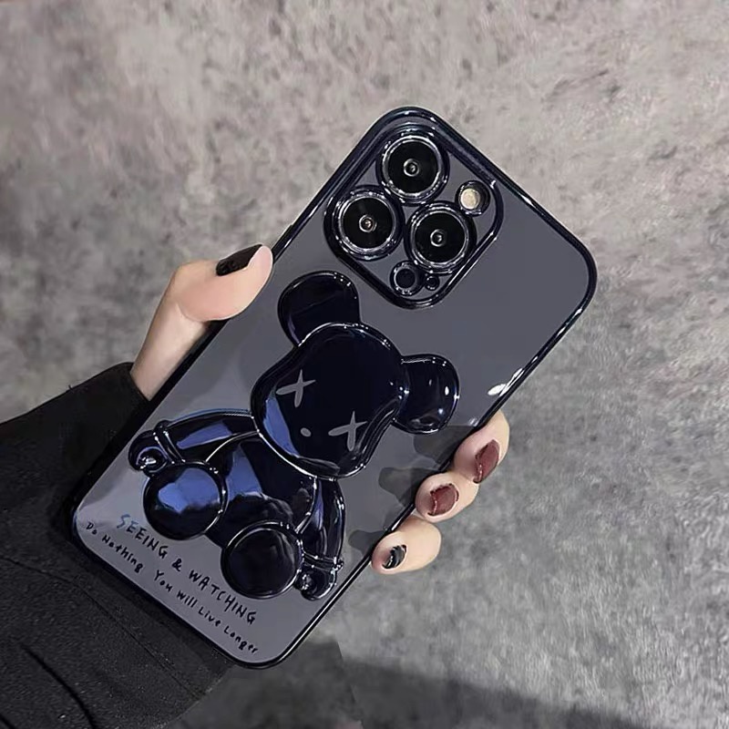 New high-quality  case For iPhone 14 Pro Max 3D bear shaped electroplating TPU phone cover is ( For iPhone 14/13/12/11 Pro Max XR XS MAX 7 8 PLUS X ) CASE