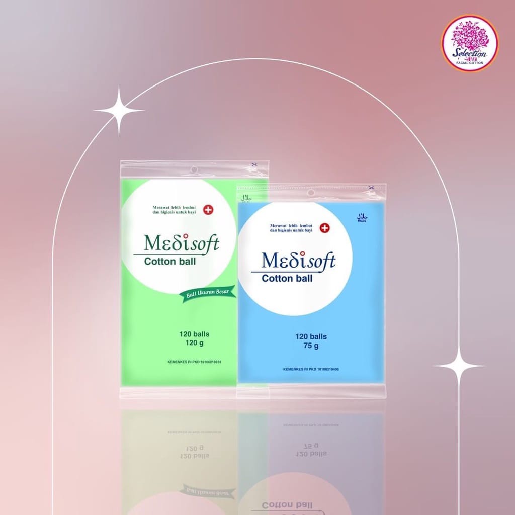 ARJUNA Medisoft Cotton Ball 120 balls  COTTON BUD Selection Kosmetik Kapas Bola bayi KT3