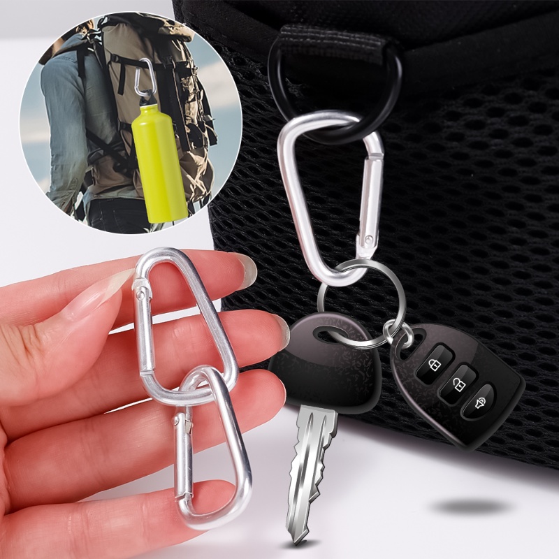 1pc Gantungan Kunci Carabiner Mini Bentuk D Bahan Aluminum Alloy Untuk Outdoor / Camping