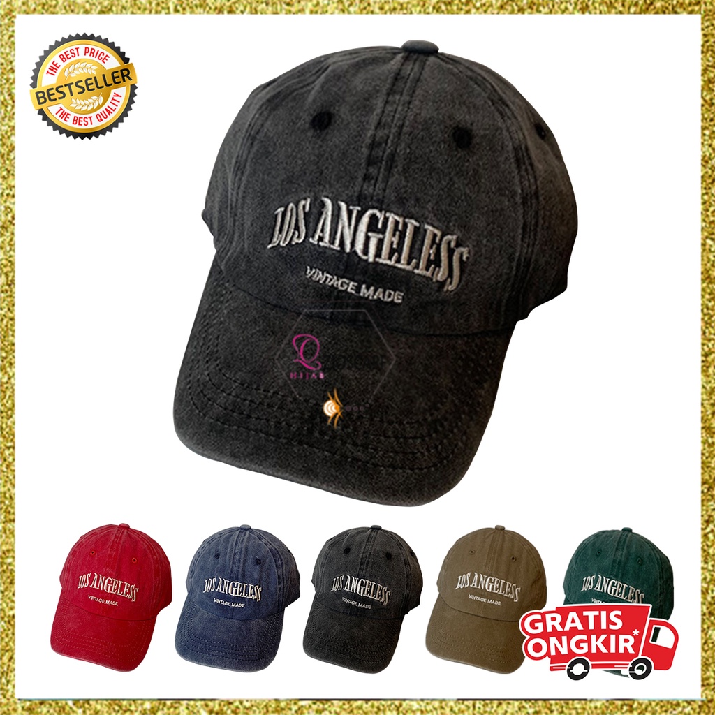 Topi Pria Wanita Baseball Korea Bordir LOS ANGELESS Vintage Fashion Kekinian BSBB