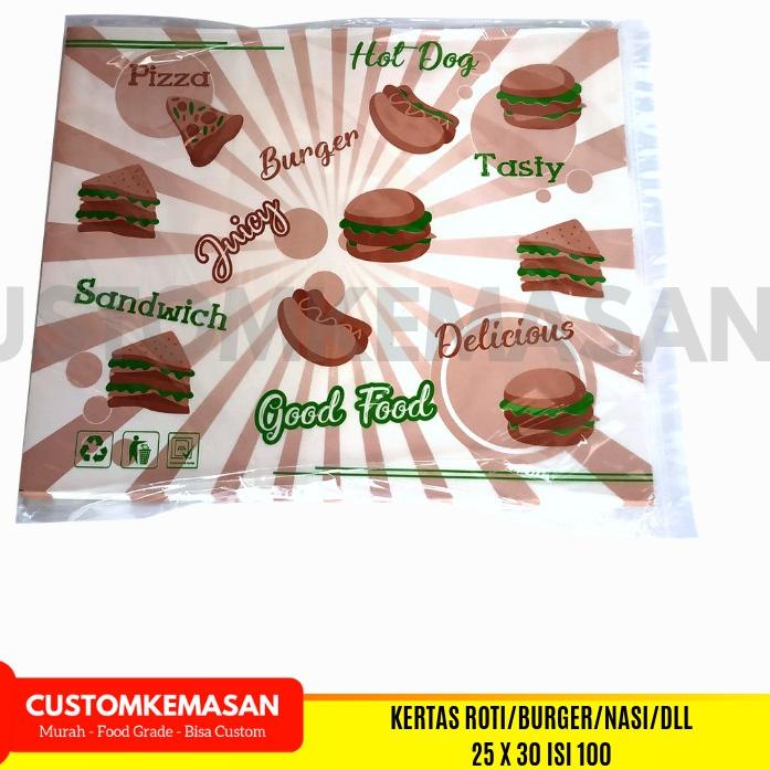 

New Kertas Pembungkus burger, Kertas Nasi, Kertas Roti ,Kertas Nasi KFC Anti Minyak, Anti Panas ス