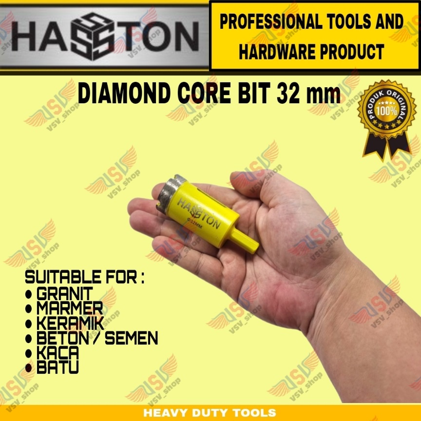 HASSTON Mata Bor Granite Keramik Marmer Batu Beton Diamond Core Bit 30 32 35 38MM