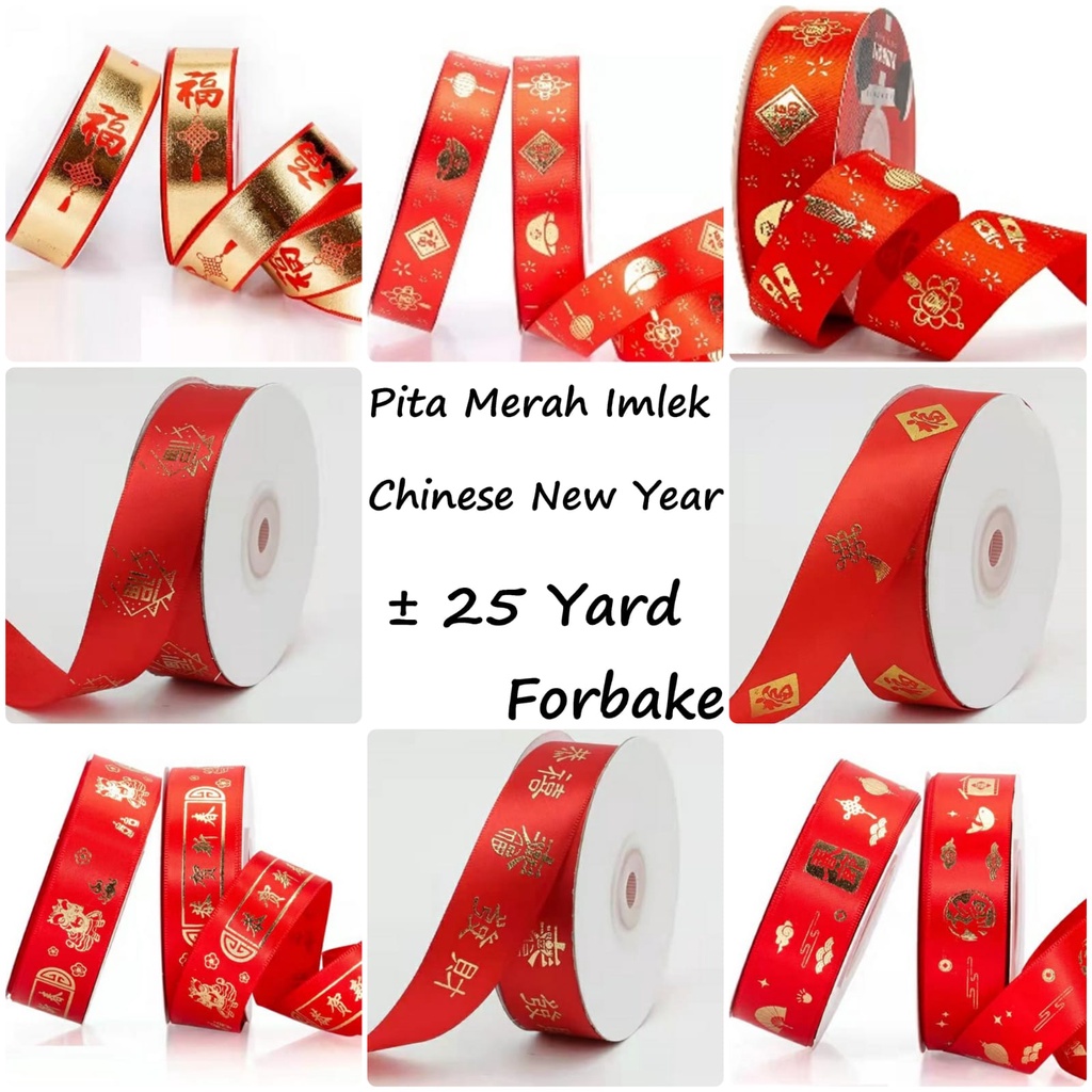 Pita Hampers Imlek Sincia Chinese New Year Pita Kado Tahun Baru Merah Gold Pita Hias Pita Parcel Imlek