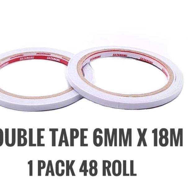 

Berkualitas DOUBLE TAPE 6MM x 18 METER DOUBLETAPE KERTAS ACRYLIC SAZANAMI 48ROLL .. ..