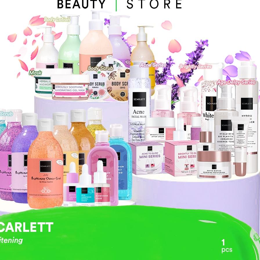 READY ✅SCARLETT Whitening / Indonesia Facial Wash Essence Toner Serum Ampoule Day Night Cream Clay M