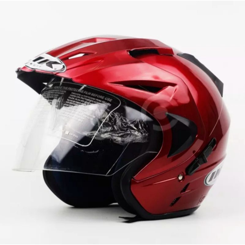 HELM INK DOUBLE VISOR MERK KLY SNI WARNA MERAH MARON GARANSI TERMURAH BUSA TEBAL