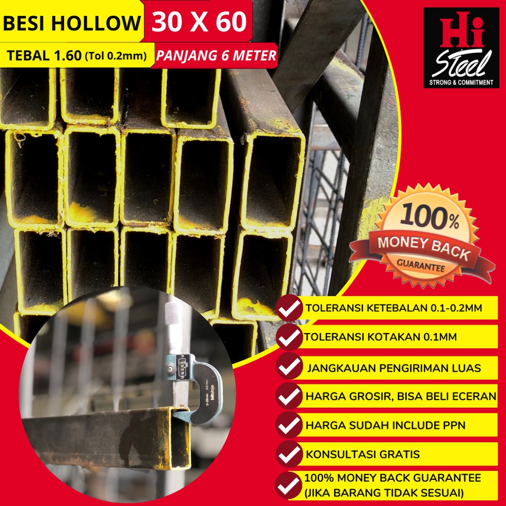 Besi Hollow 30 X 60 X 1.60mm X 6m