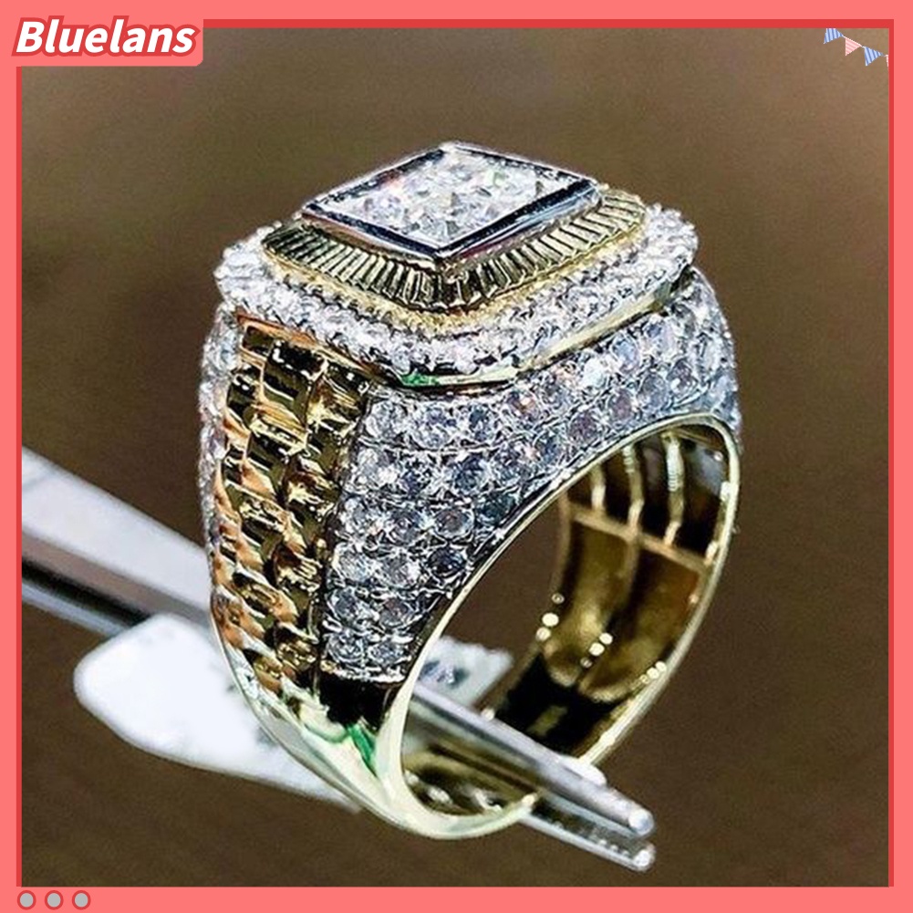 Bluelans Cincin Berlian Imitasi Gaya Hip Hop Untuk Pria