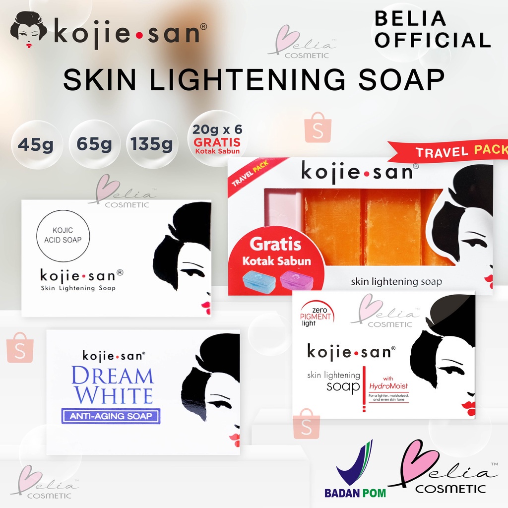 KOJIE SAN Skin Lightening Soap Kojic Acid, Dream White 45 / 65 / 135g  Sabun KOJIESAN BPOM