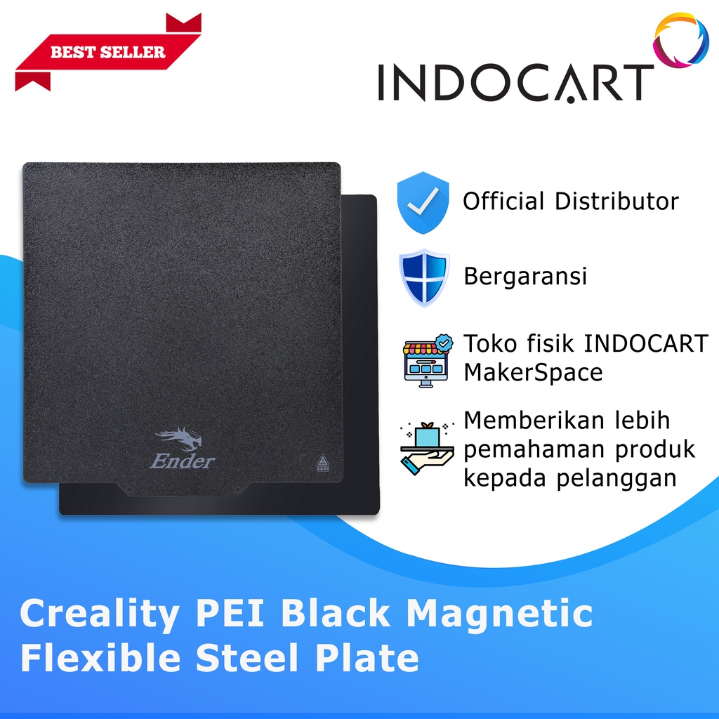 INDOCART PEI Steel Plate 235x235x0.4mm Black Magnetic Flexible