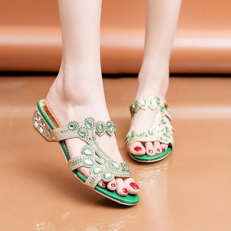 CVE.31Oc22ᴱ • Sandal Heels Wanita Import 8806-02   Sandals Heels Hak Tahu 3cm Pesta Mewah Wanita Imp