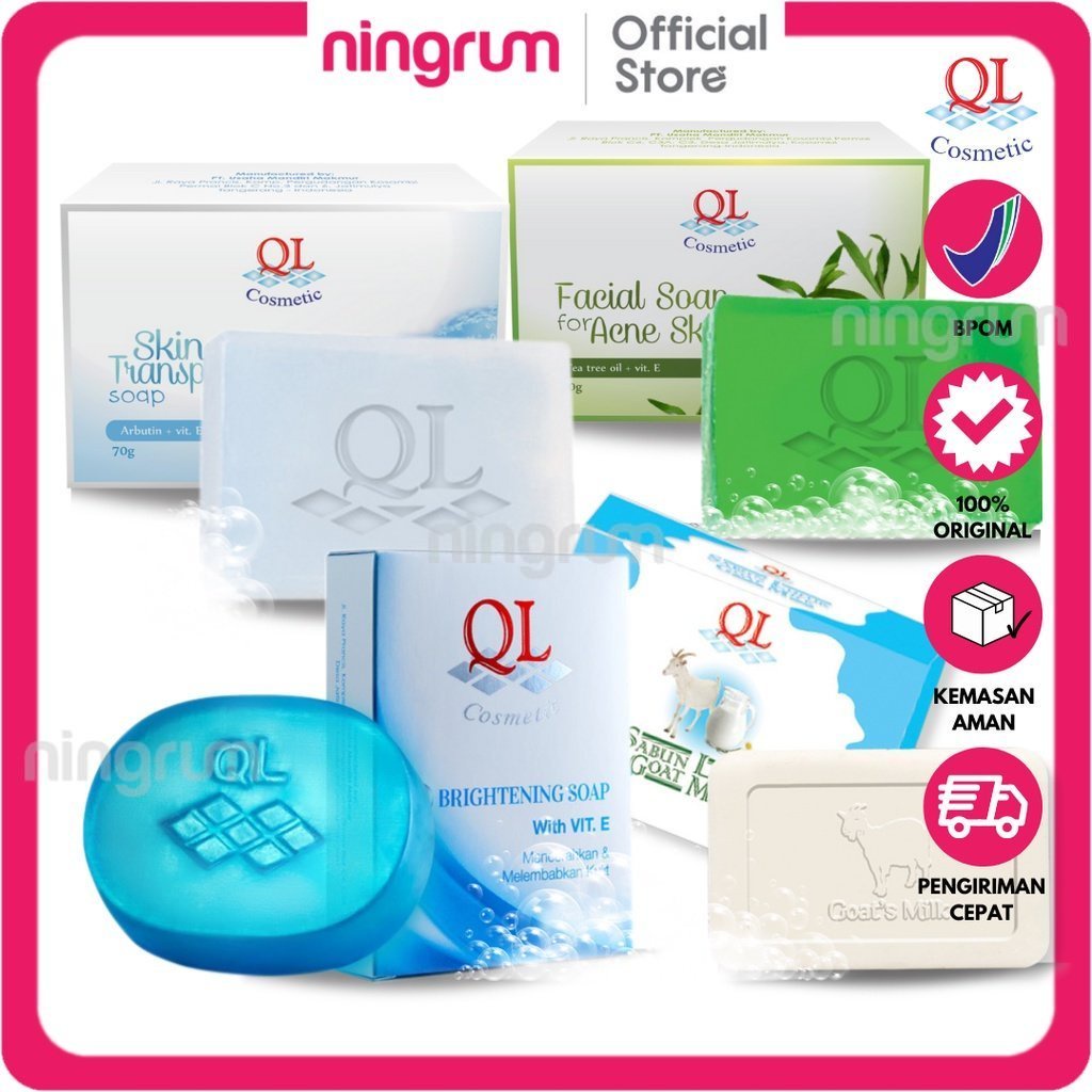 Ningrum QL Cosmetic Sabun Lulur Goat Milk | Facial Soap For Acne | Brightening Soap | Transparant Soap Sabun Pemutih Badan BPOM - 7003