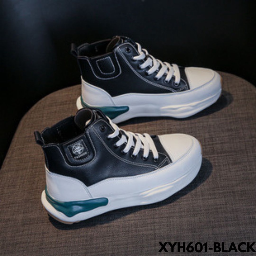 SEPATU SNEAKERS WANITA DESAIN MINIMALIS HIGHCUT BEST SELLER BAGUS BAHAN PU IMPORT YH601