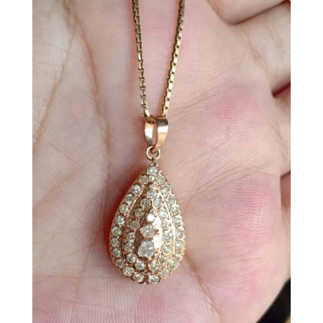 liontin Berlian Medan asli model labu rangka emas 50% 2. gr