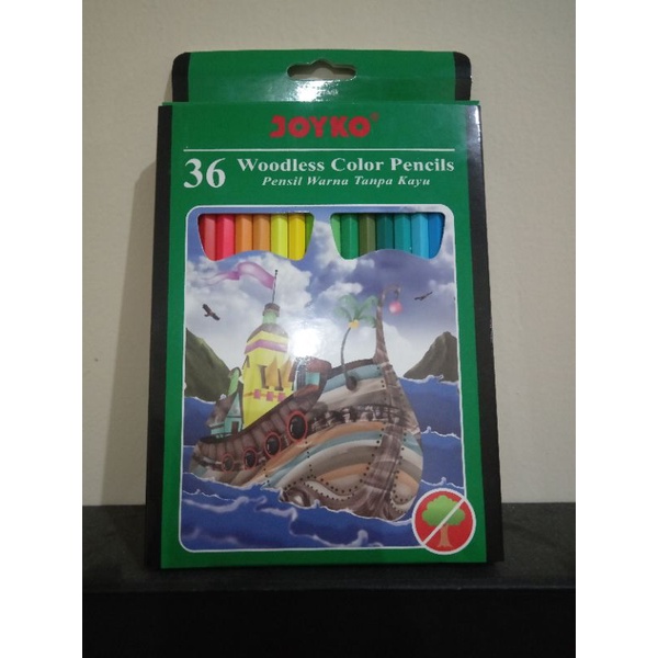 

pensil warna woodless tanpa kayu joyko 36 warna