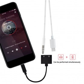 Adaptor USB Type C AUX Jak Kabel Spliter Konverter Konektor Audio Mic Mik Converter Tipe Ce to AUK A