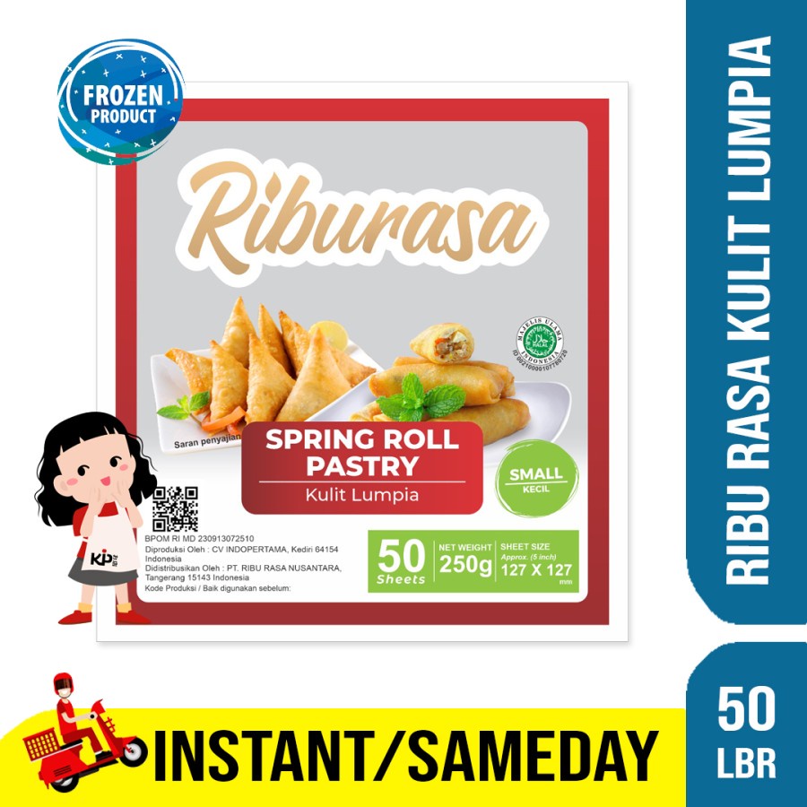 

RIBU RASA KULIT LUMPIA (SP ROLL SKIN) 127 X 127 MM ISI 50 LBR