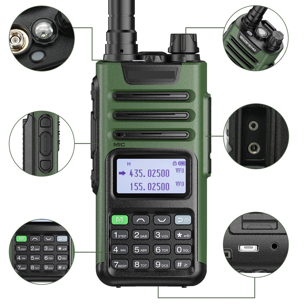 AKN88 - HT BF UV-13 PRO Walkie Talkie Dual Band 18W 10000mAh Screen 1.44 inch 999CH