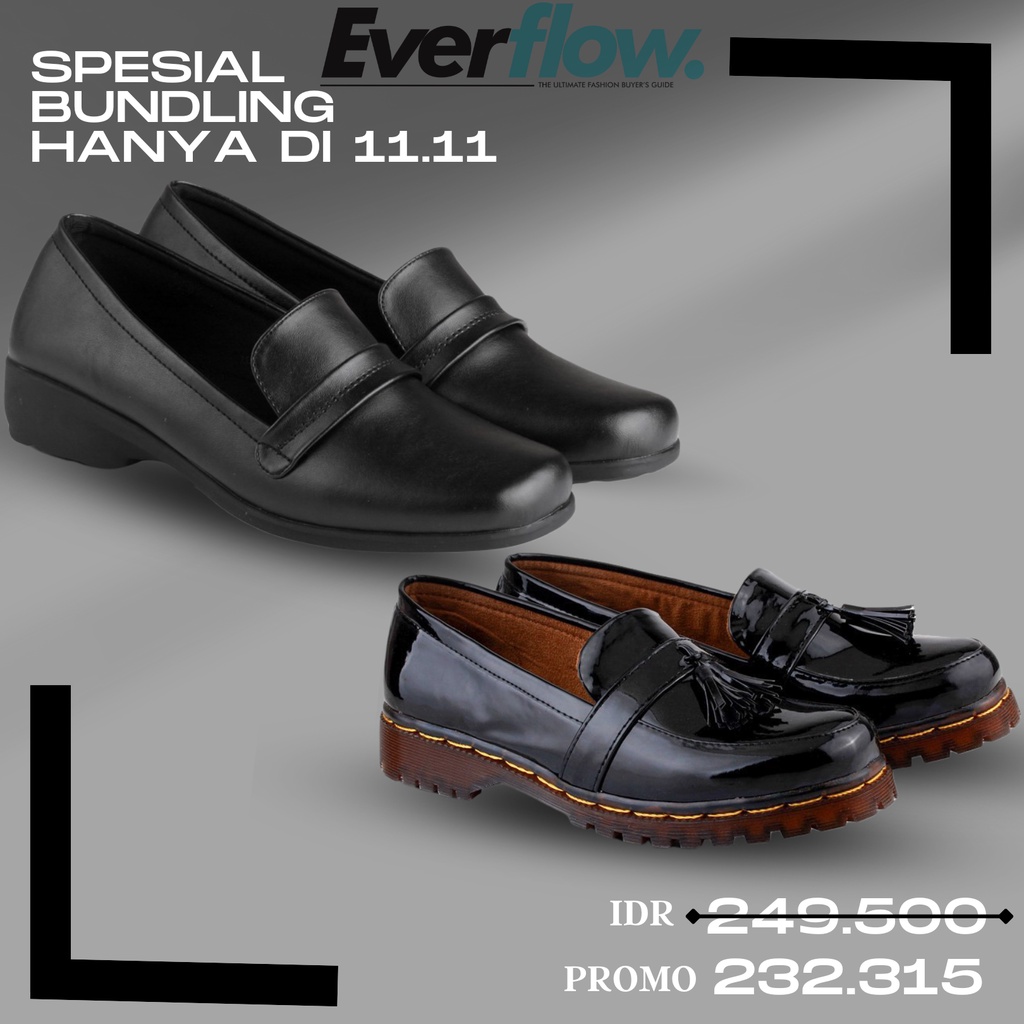 EVR BUNDLING - Sepatu Wanita Disrtro Original / Sepatu Kerja dan Dockmart Wanita glosy