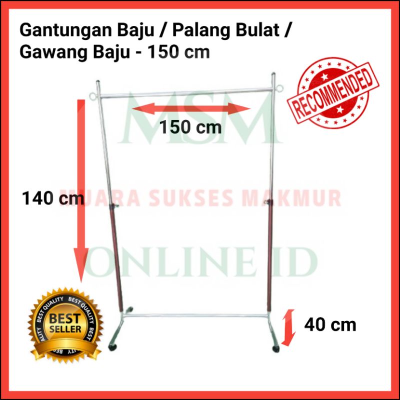 Jual Gawang Hanger Gantungan Baju Model Pipa Bulat 150 Cm Kaki