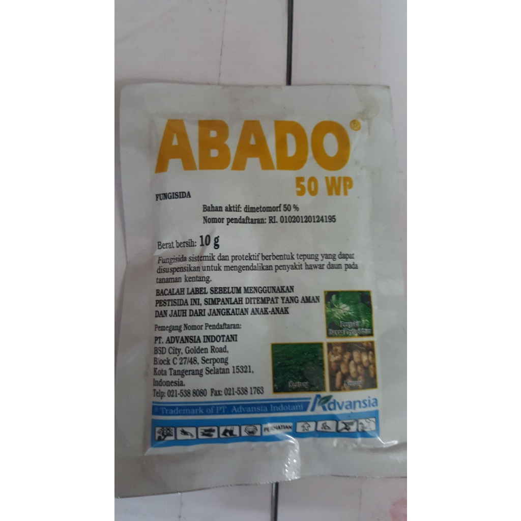 Abado 10gram fungisida (bahan aktif dimetomorf 60%)