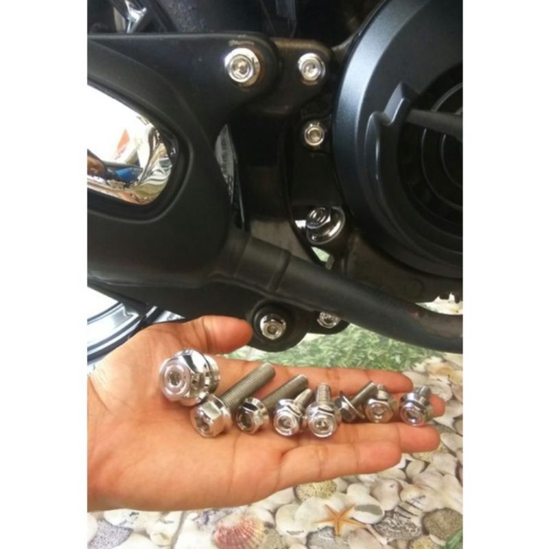 paket baut probolt kenalpot yamaha mio fino soul steanlist 2 kunci