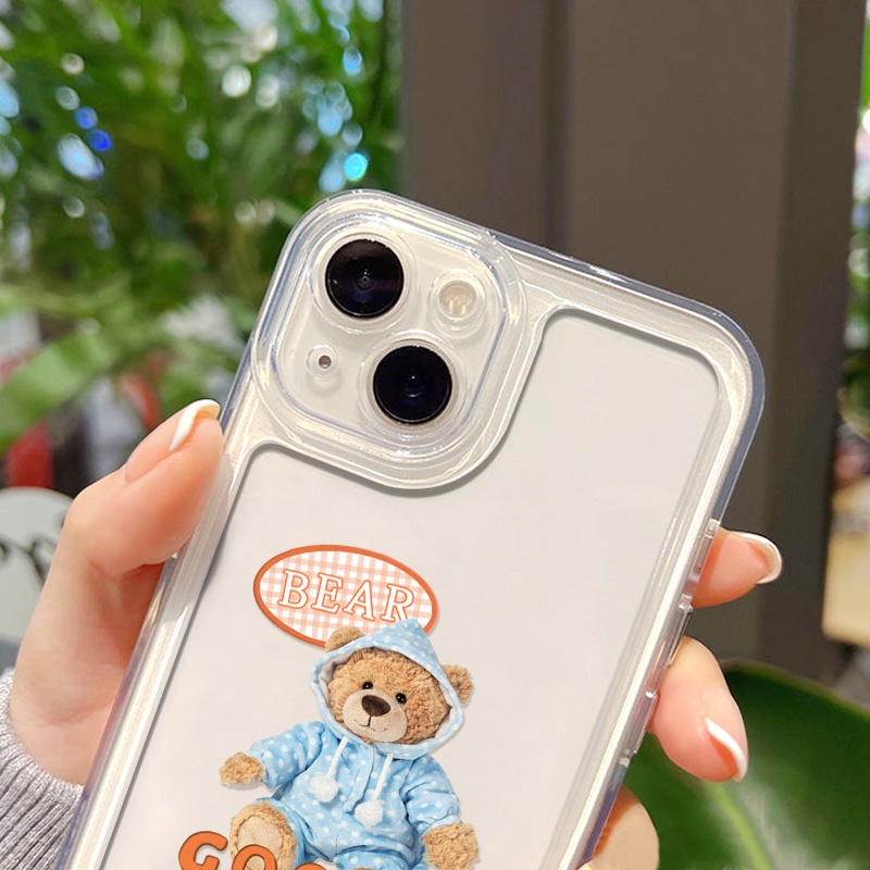 Soft Case TPU Transparan Motif Beruang Untuk iPhone 14 13 12 11 Pro Max XS Max XR X 14 8 7 Plus SE 2020 2022