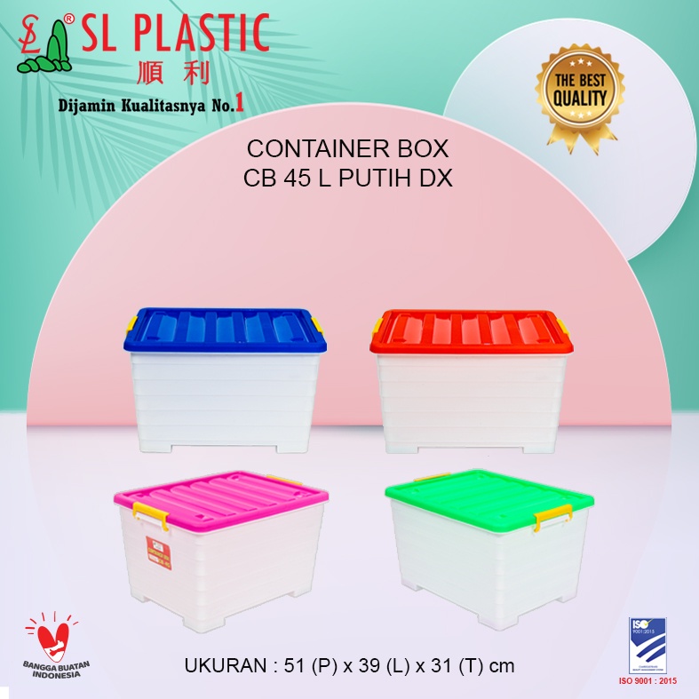 Box Storage / Container Box Kontainer CB- 45 Liter Putih & TRANSPARAN SL Plastic