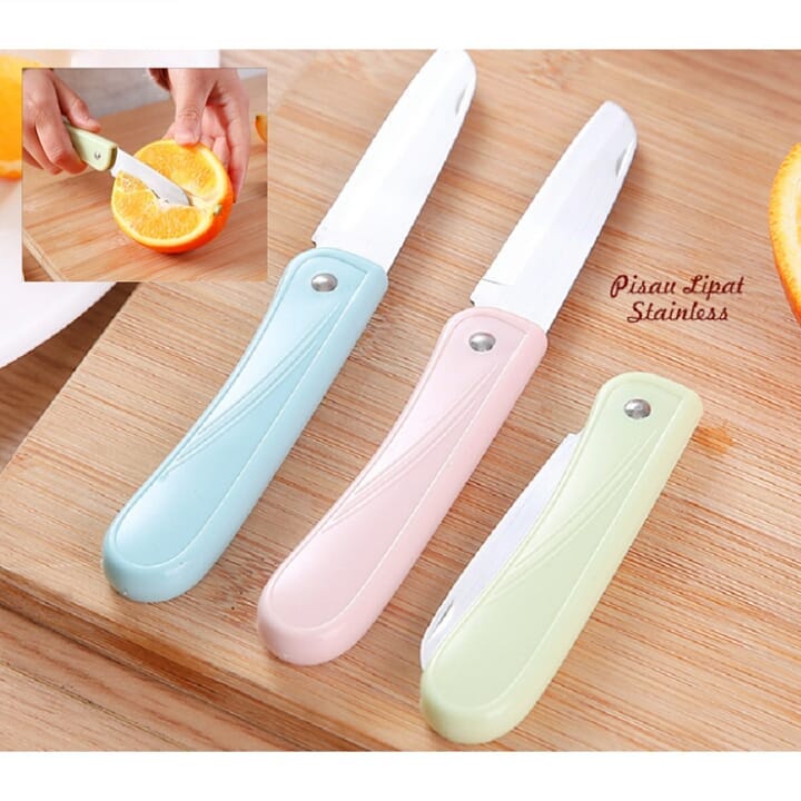 BOP PISAU KUPAS BUAH LIPAT STAINLESS PISAU DAPUR SAYUR LIPAT PISAU PENGUPAS PEMOTONG BUAH TRAVEL PEELER