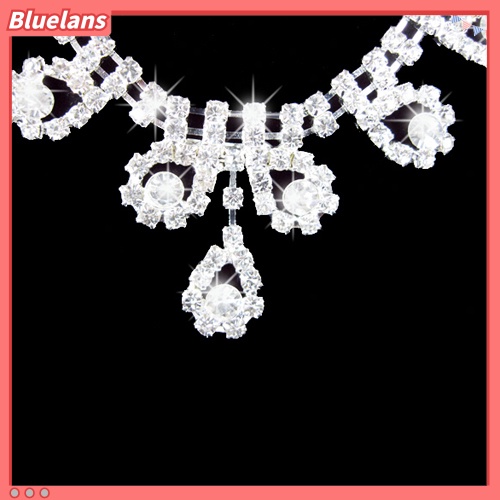 Bluelans Lady Bridal Wedding Engagement Rhinestone Teardrop Necklace Earrings Jewelry Set