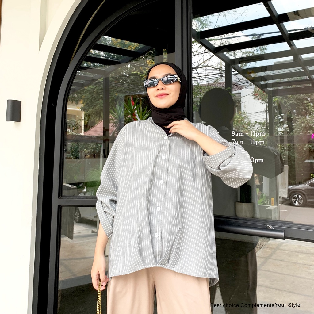 Deanara Blouse Shirt Atasan kemeja Polos Wanita By Mahyra