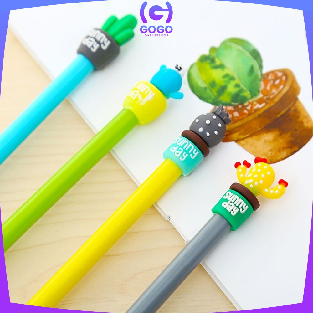 GOGO-A16 Pulpen Gel Karakter Kaktus / Pena Kaktus / Bolpen Gel / Pulpen Lucu Unik Bentuk Pot Kaktus