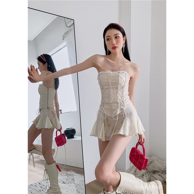 #Sisjuly# Korset Bralette Kulit Renda Wanita Korset Vintage Tops dengan Bantalan Bra
