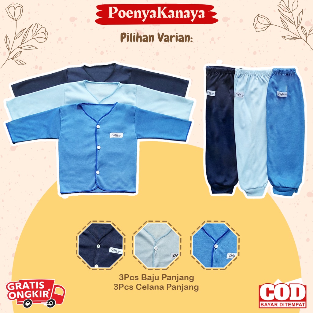 Paket 18pcs Baju Bayi Baru Lahir Seri BIRU Adila Collection Newborn 0-6 Bulan PH04