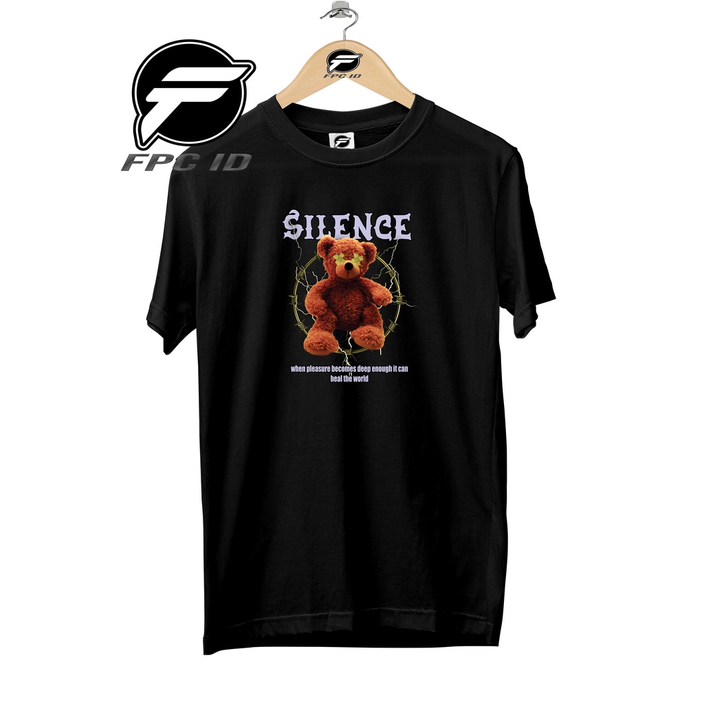 Kaos Beruang Bear Silence Cotton Combed 30s Baju Pria Distro Atasan Wanita Jumbo Pilihan Favorit Fpc Id