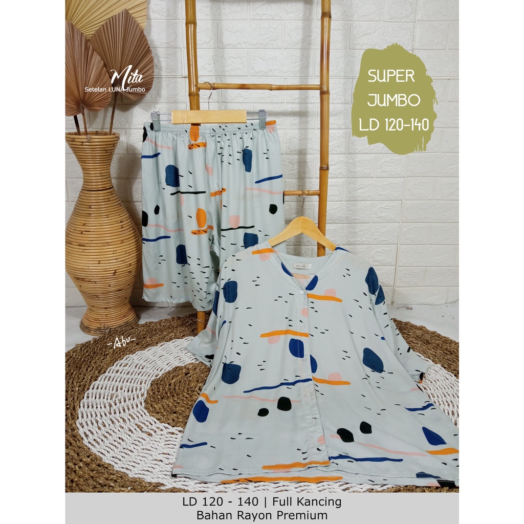 ORIANI - Set LUNA Setelan SUPER JUMBO Wanita LD 140 &amp; 120  Piyama Big Size Terbaru | Oriani