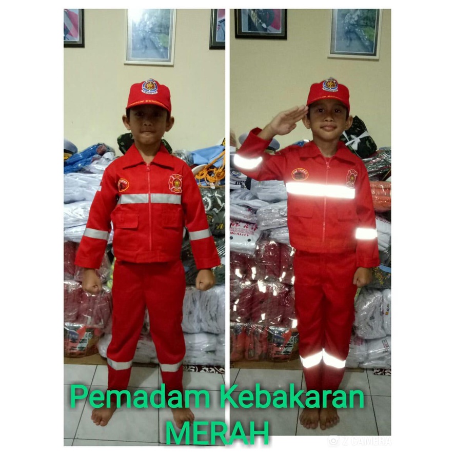 Setelan Kostum Pemadam Kebakaran Anak Laki-Laki Baju Profesi Damkar Lengkap Atribut