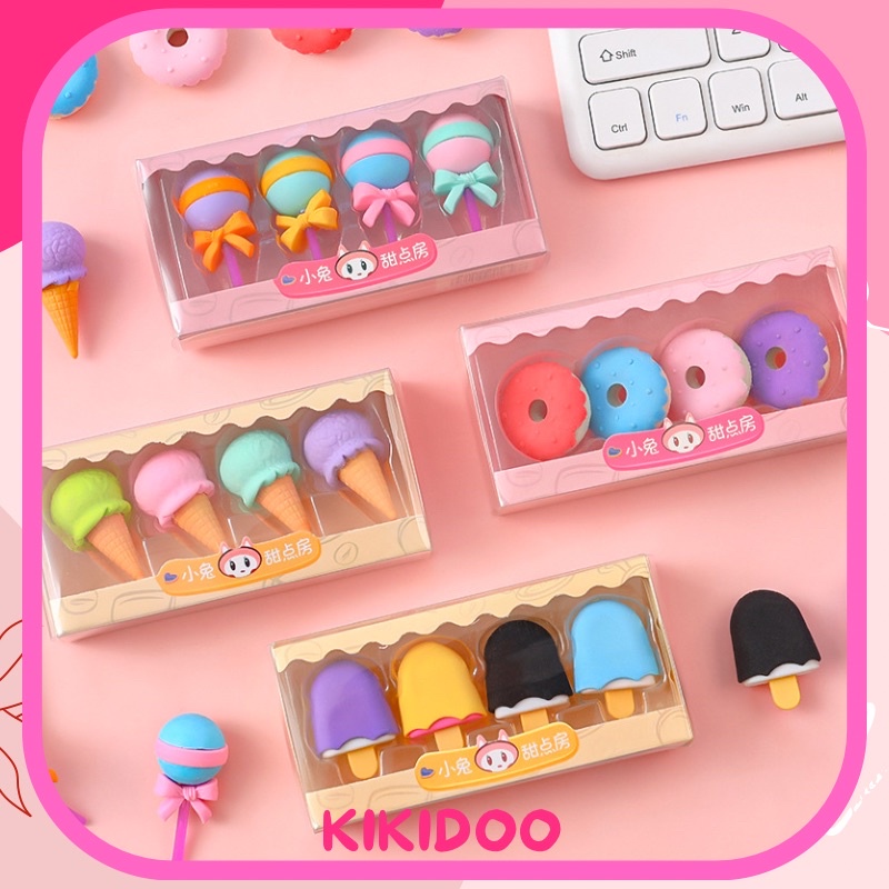 

Kikidoo Penghapus Lucu Bentuk Maknana Ice Cream Set Eraser Ins 4pcs RT31