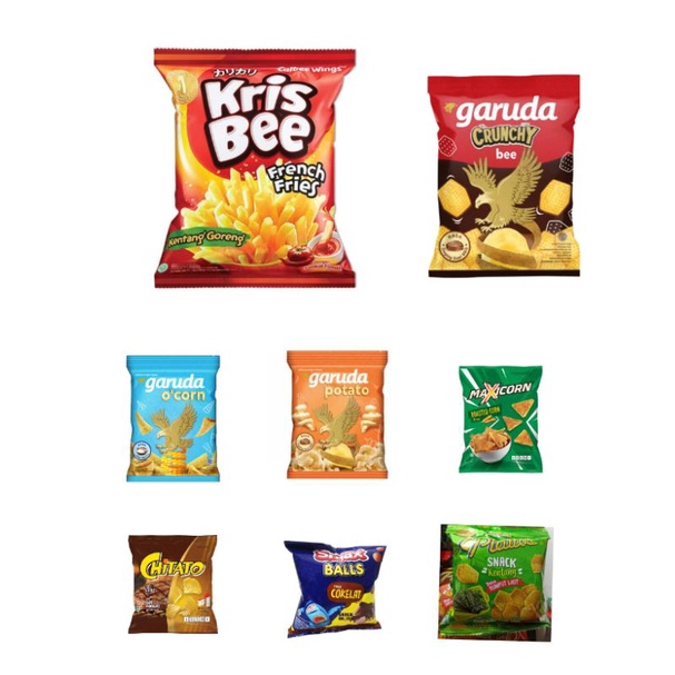 

Snack Renteng Krisbee Ocorn Crunchybee Potato Maxicorn Chitato Smax Piatos